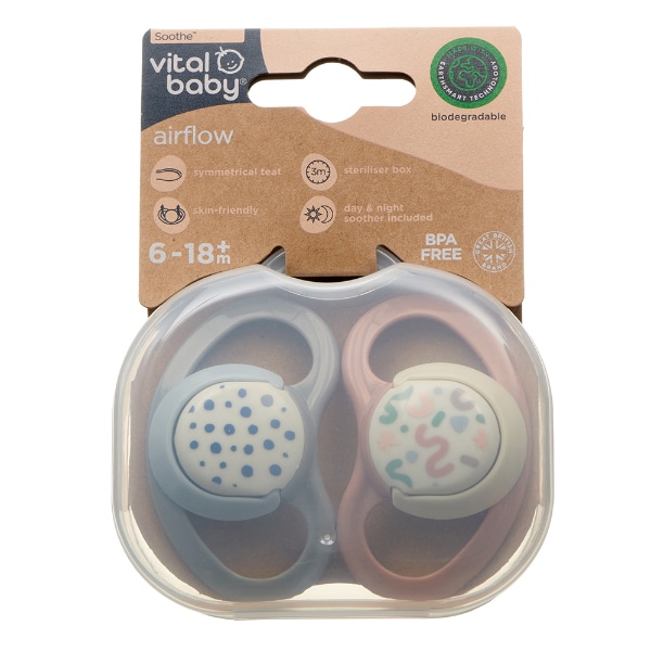 Vital Baby Soothe Airflow 6-18 Months 2Pk