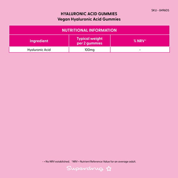 Superdrug Hyaluronic Acid Vegan Gummies 60s