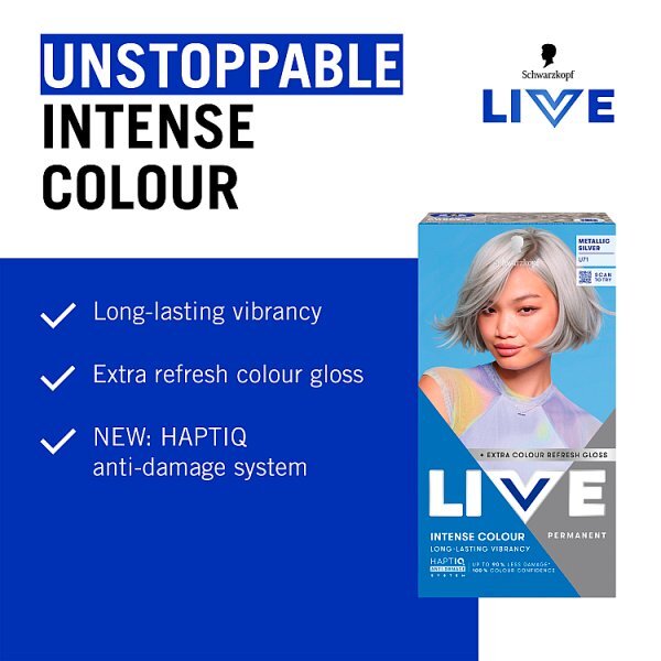 Schwarzkopf LIVE U71 Metallic Silver Permanent Hair Dye