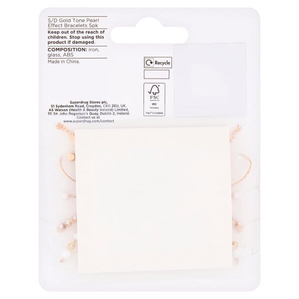 Superdrug Gold Tone Pearl Effect Bracelets 5 Pack