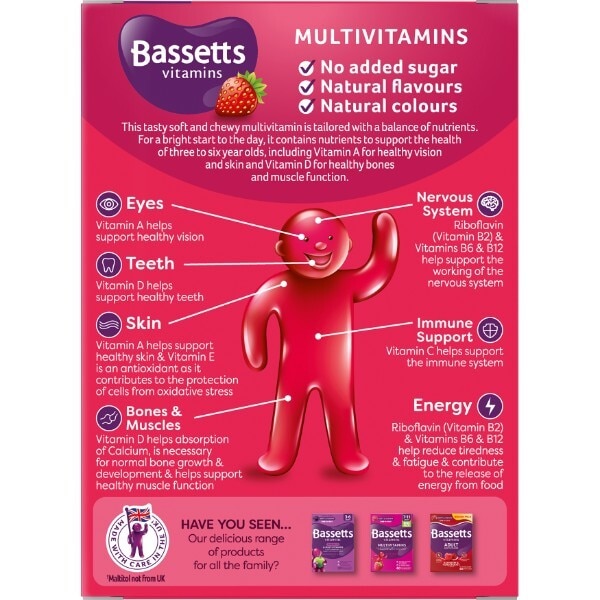 Bassetts Vitamins 3-6 Strawberry Multivitamins 60 Gummies