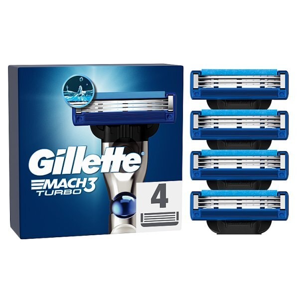 Gillette Mach3 Turbo Men’s Razor Blade Refills, 4 Count