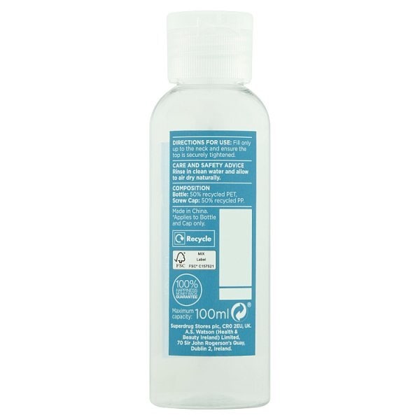 Superdrug Screw Cap Travel Bottle 100ml