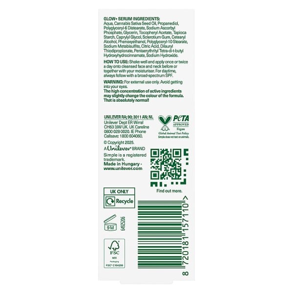 Simple Glow+ 10% Vitamins C + E + F Serum 30 ml