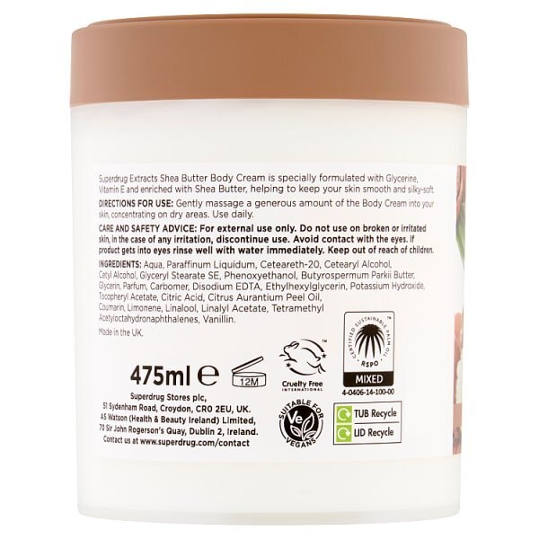 Superdrug Extracts Shea Butter Body Cream 475ml