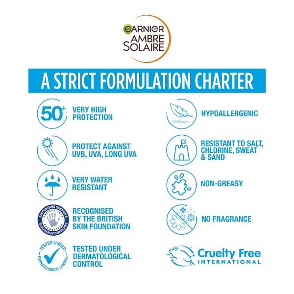 Garnier Ambre Solaire Sensitive Sun Cream SPF50+ 50ml Travel
