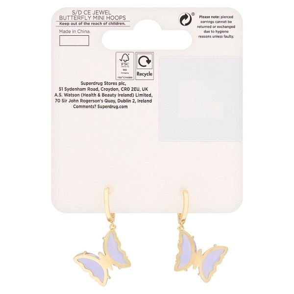 Superdrug Studio Jewel Butterfly Mini Hoops