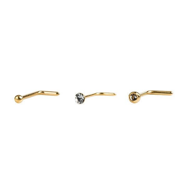 Studex X8 Hardware 24ct Gold Plated Trio Nose Studs