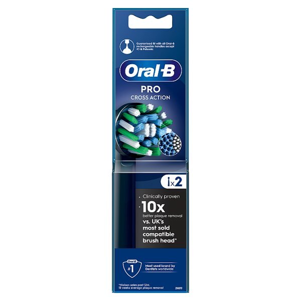 Oral-B Pro Cross Action Black Toothbrush Heads, 2 Counts