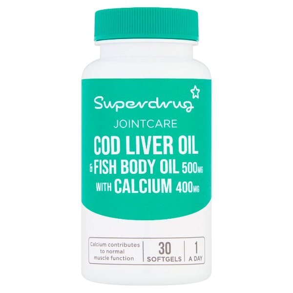 Superdrug Cod Liver Oil 500mg & Calcium 30 Pack