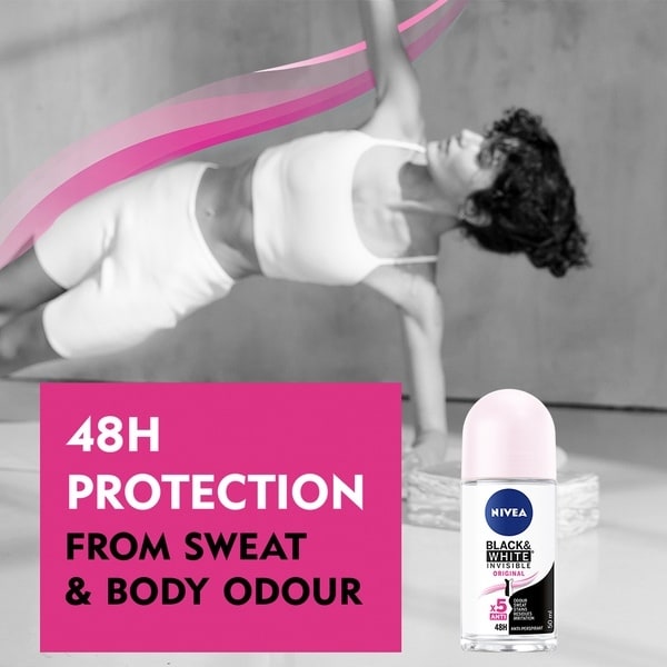 NIVEA Black & White Anti-Perspirant Roll-On Deodorant 50ml