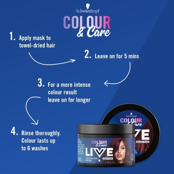 LIVE Colour & Care 5 Min Colour Hair Mask Velvet Plum 150ml