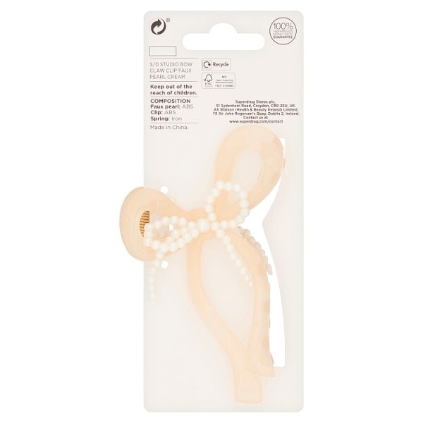 Studio London Bow Cla Clip Faux Pearl Cream