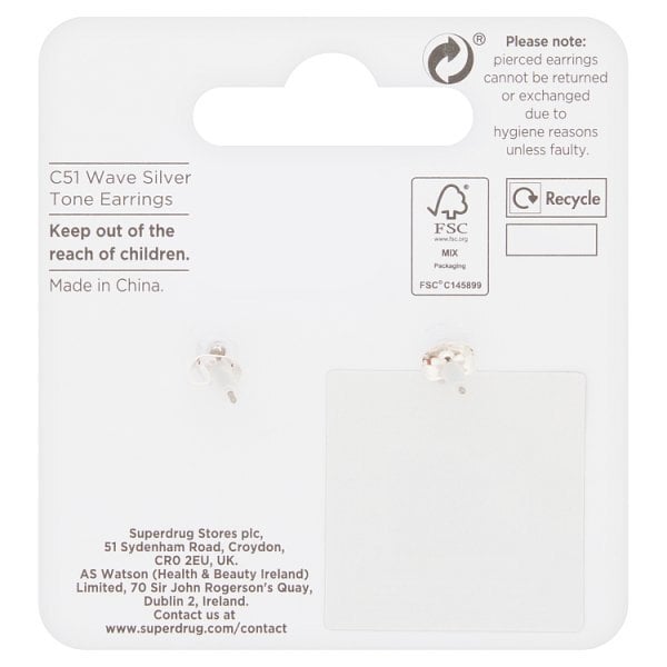 Superdrug Wave Silver Tone Earrings