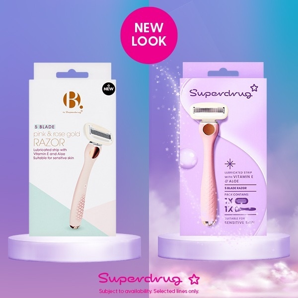 Superdrug Premium 5 Blade Razor Rose Gold Handle Pink