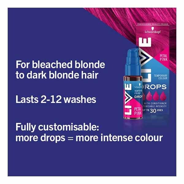 LIVE Drops Semi-Permanent Petal Pink Hair Dye 30ml