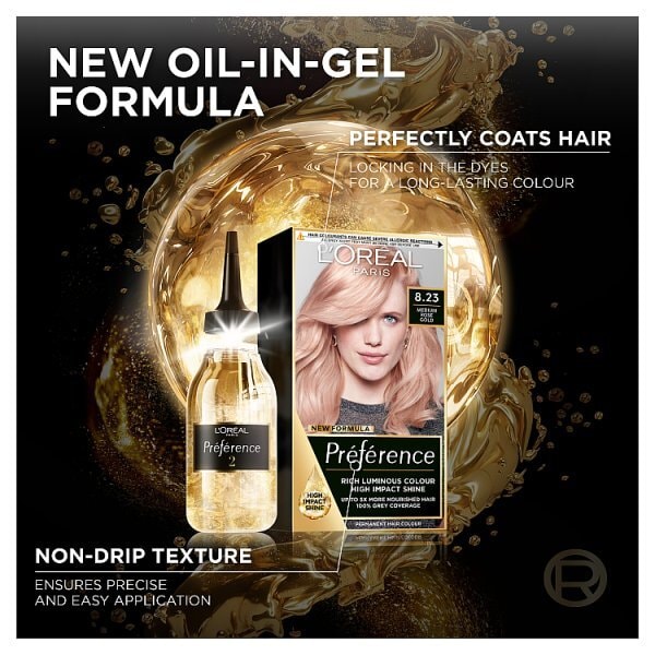 Preference 8.23 Rose Gold Light Blonde Permanent Hair Dye