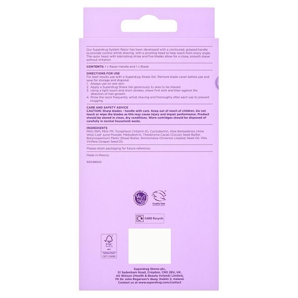 Superdrug Premium 5 Blade Razor Rose Gold Handle Pink