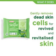 Simple Kind to Skin Biodegradable Exfoliating Wipes 20pc