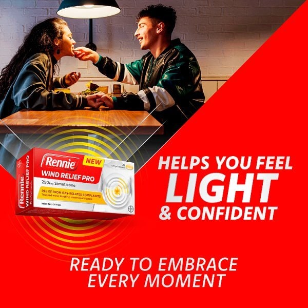Rennie Wind Relief Pro 250mg Simeticone 20 Capsules