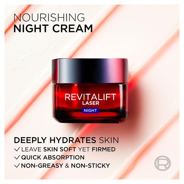 L’Oréal Paris Laser Renew Triple Action Night Cream, Pro-Retinol, Hyaluronic Acid, Vitamin C, 50ml