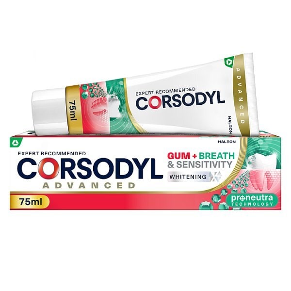 Corsodyl Gum+ Breath & Sensitivity Toothpaste Whitening 75Ml