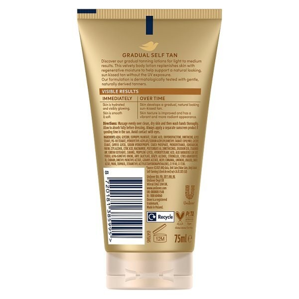 Dove Summer Revived Gradual Tan Lotion Sunkissed Glow + Pro-Ceramides in Light to Medium Face & Body 75ml