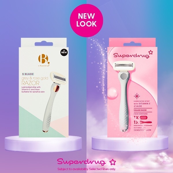 Superdrug Premium 5 Blade Razor Silver Handle Grey