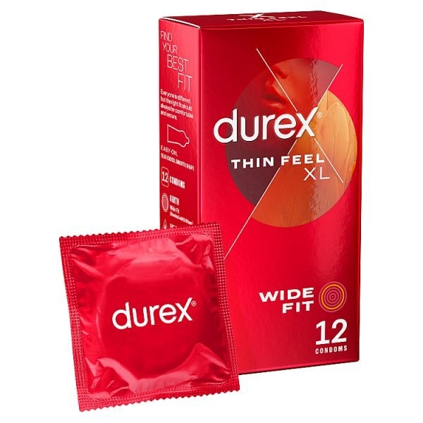 Durex Thin Feel XL Condoms More Sensitivity Wide Fit 12s