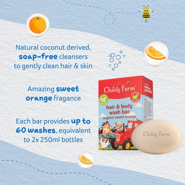 Childs Farm Hair And Body Wash Bar Organic Sweet Orange