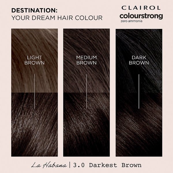 Clairol Colour Strong Permanent Hair Dye 3.0 Darkest Brown