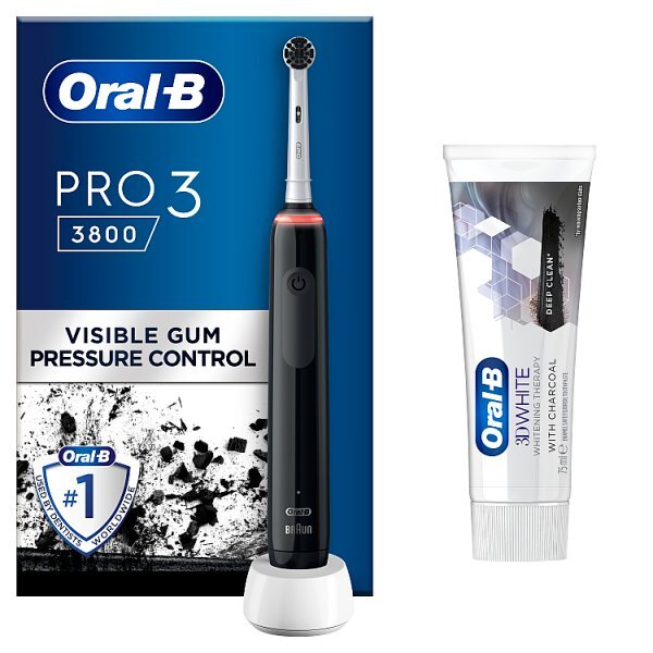 Oral-B Pro 3 3800 Charcoal Black Electric Toothbrush & Paste