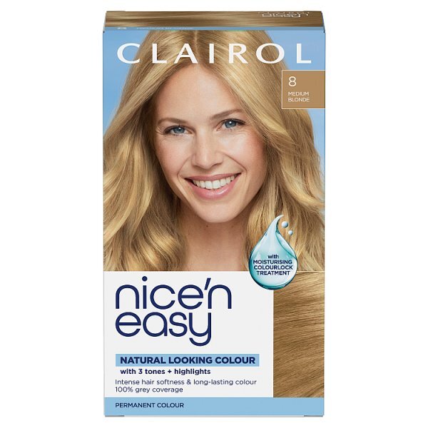 Clairol Nice'N Easy Crème Permanent Hair Dye 8 Medium Blonde