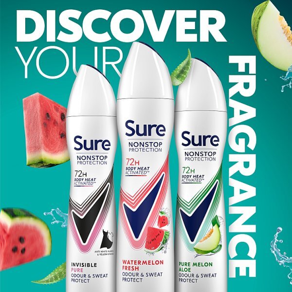 Sure Nonstop Protection Watermelon Fresh Anti-Perspirant Aerosol 250ml