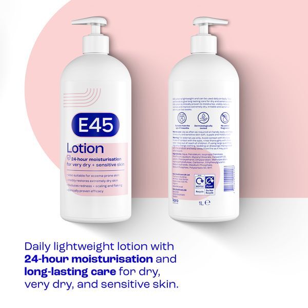 E45 Moisturiser Body Lotion for Dry & Sensitive Skin 1L