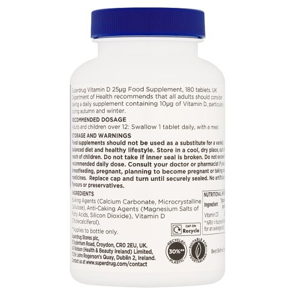 Superdrug Vitamin D 25ug 180s