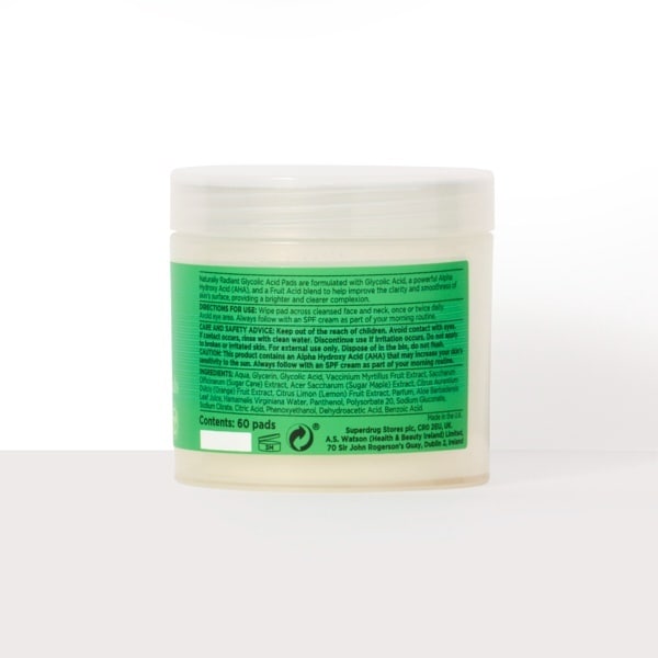Naturally Radiant Glycolic Acid AHA Exfoliating Pads x60