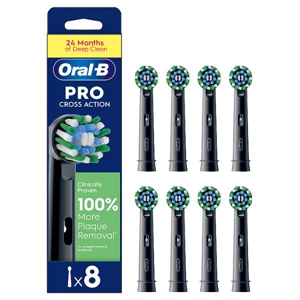 Oral-B Pro Cross Action Black Toothbrush Heads 8 Pack
