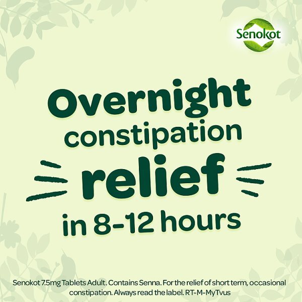 Senokot 7.5mg Tablets Adult Senna Laxative Constipation 20s