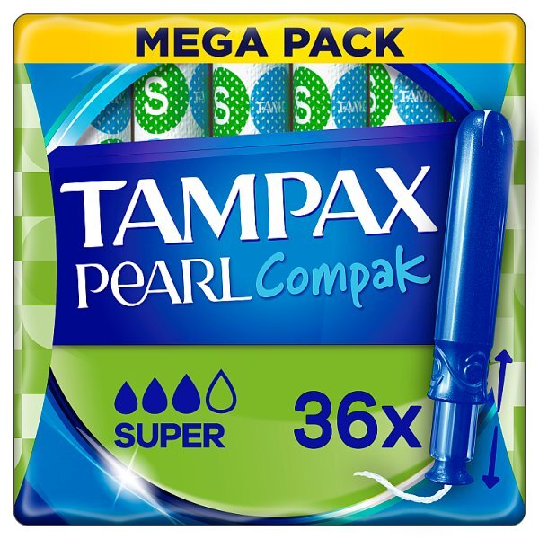 Tampax Compak Pearl Applicator Tampons Super x36