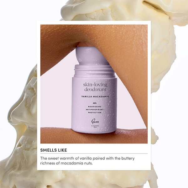 Gem Skin-Loving Roll On Deodorant: Vanilla Macadamia 50ml