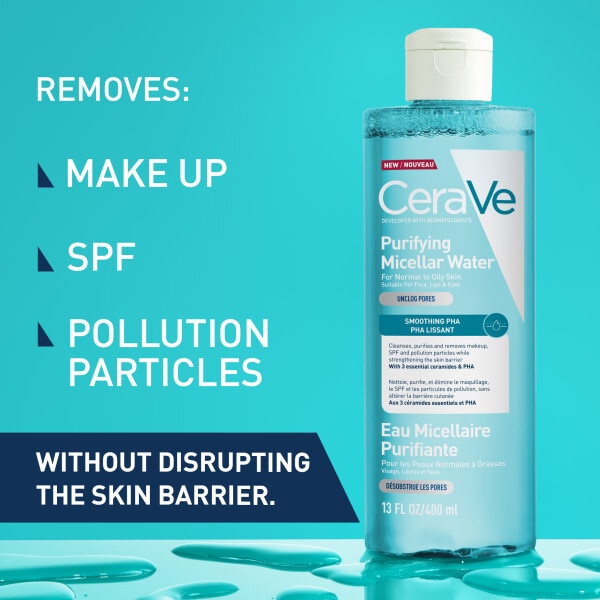 CeraVe Purifying Micellar Water Removes Makeup & Unclogs Pores 400ml