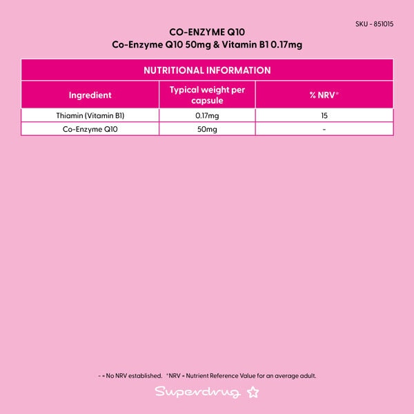 Superdrug Co-enzyme Q10 50mg With B1 30s