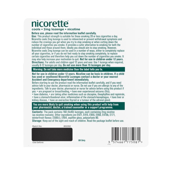 Nicorette® Cools 2Mg Icy Mint Lozenges 160S (Stop Smoking)