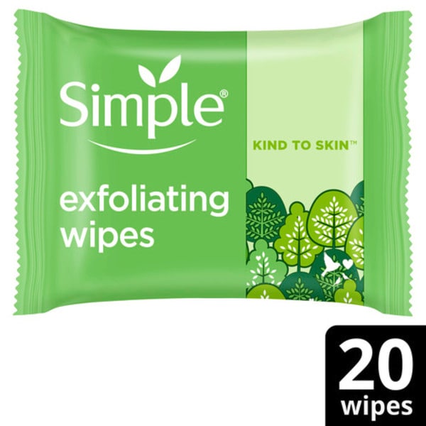 Simple Kind to Skin Biodegradable Exfoliating Wipes 20pc