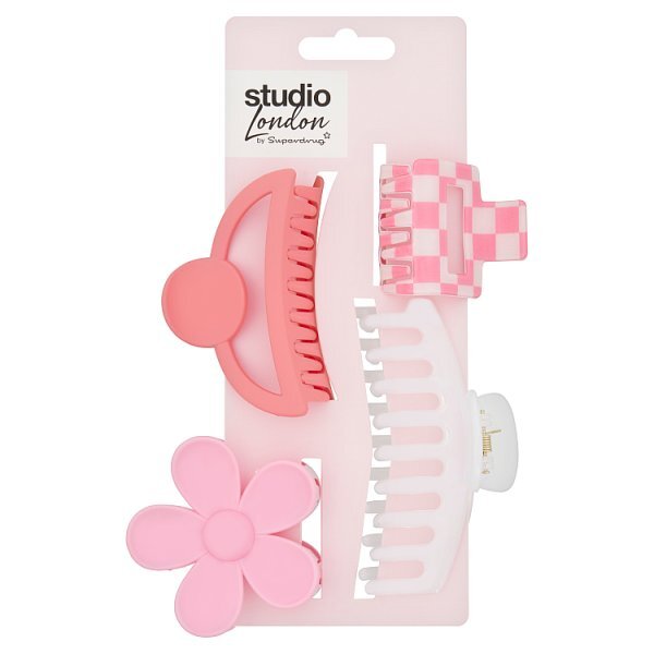 Superdrug Studio London Pink & White Claw Clips x4