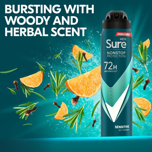 Sure Men Antiperspirant Deo Aerosol Nonstop Sensitive 250ml