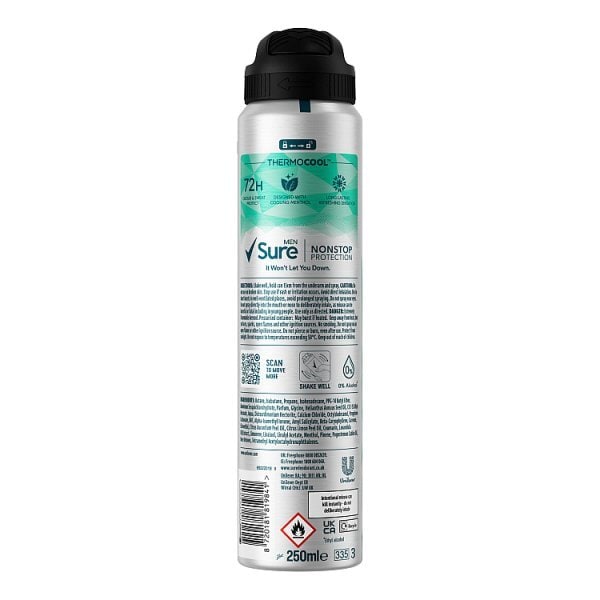 Sure Men Nonstop Protection Iced Lemon & Sage Aerosol Deodorant 250ml