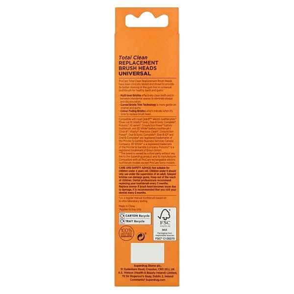 Superdrug ProCare Total Clean Toothbrush Heads x12