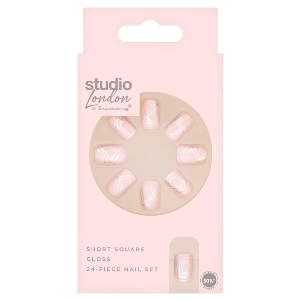 Studio London Silver Metallic Short Square Nails